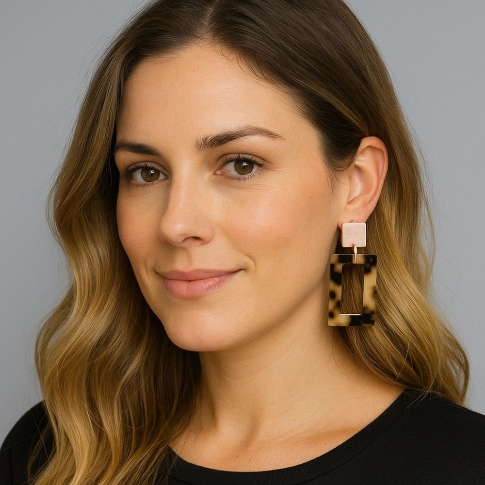 Sugarfix by BaubleBar tortoise shell and pink acetate earrings